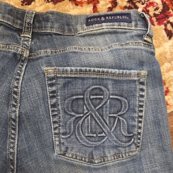 Size 12 Rock & Republic Womens Blue Jeans Y2k Straight Leg Low Rise Low Rise - Picture 3 of 6